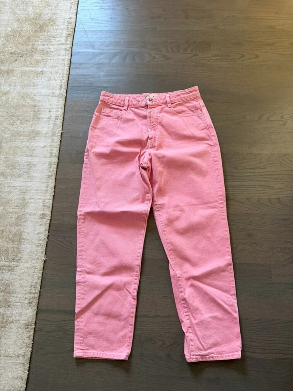 Zara Pink High-Rise Straight Leg Jeans Size 8